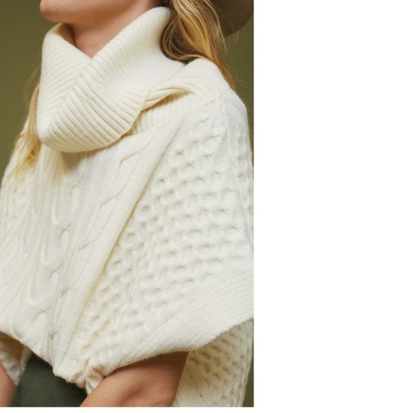 Anthropologie Cable-Knit Turtleneck Poncho Sweater new - Picture 3 of 3